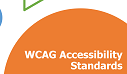 An image showing an Orange semi circle with the words, WCAG Accessibility Standards: in the middle